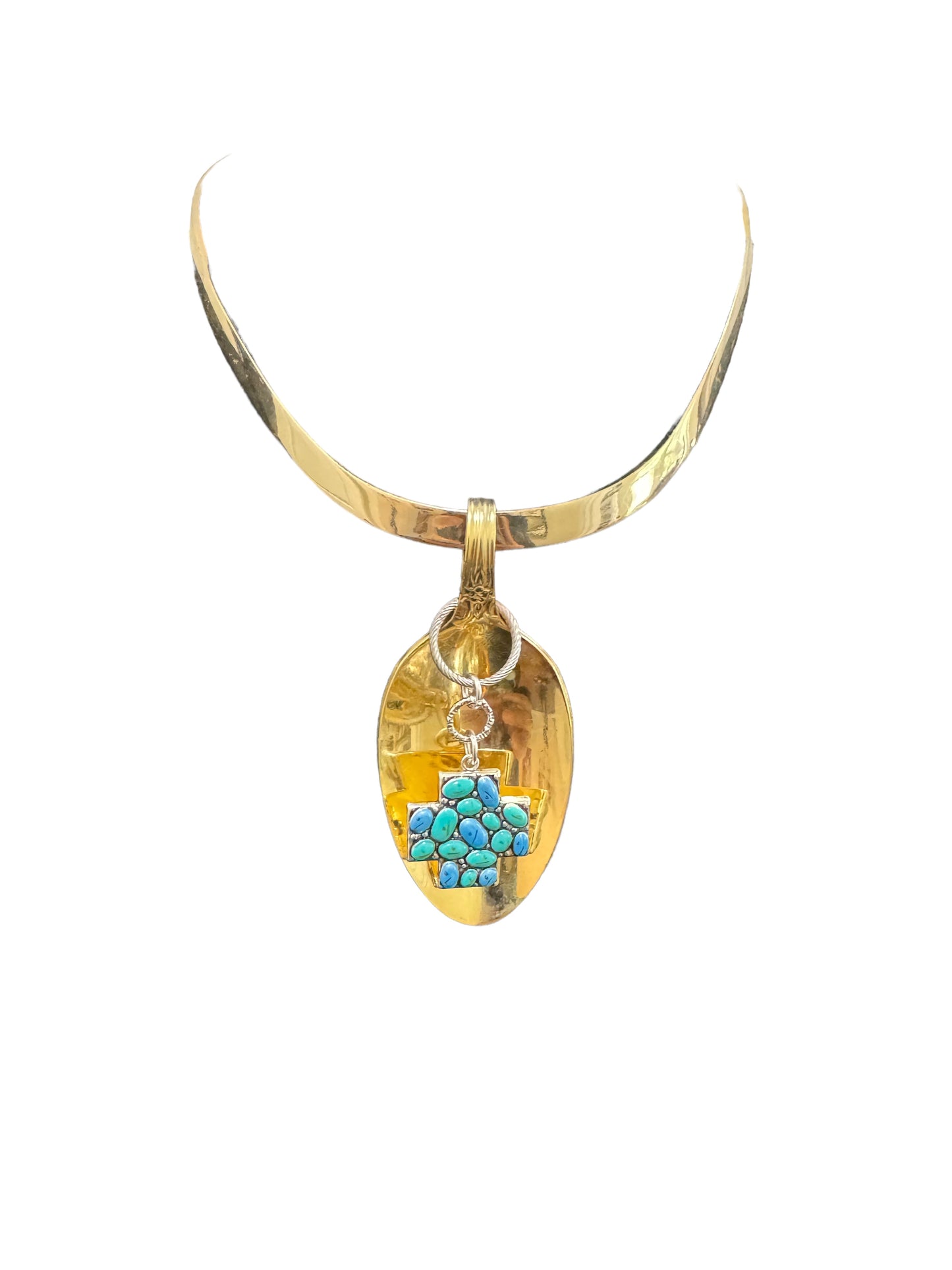 King Arthur’s Gold Electroplated Spoon Pendant with Choker Necklace