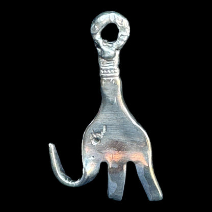 Repurposed Vintage Silver Fork Elephant Pendant Necklace Silver Blend Metalwork